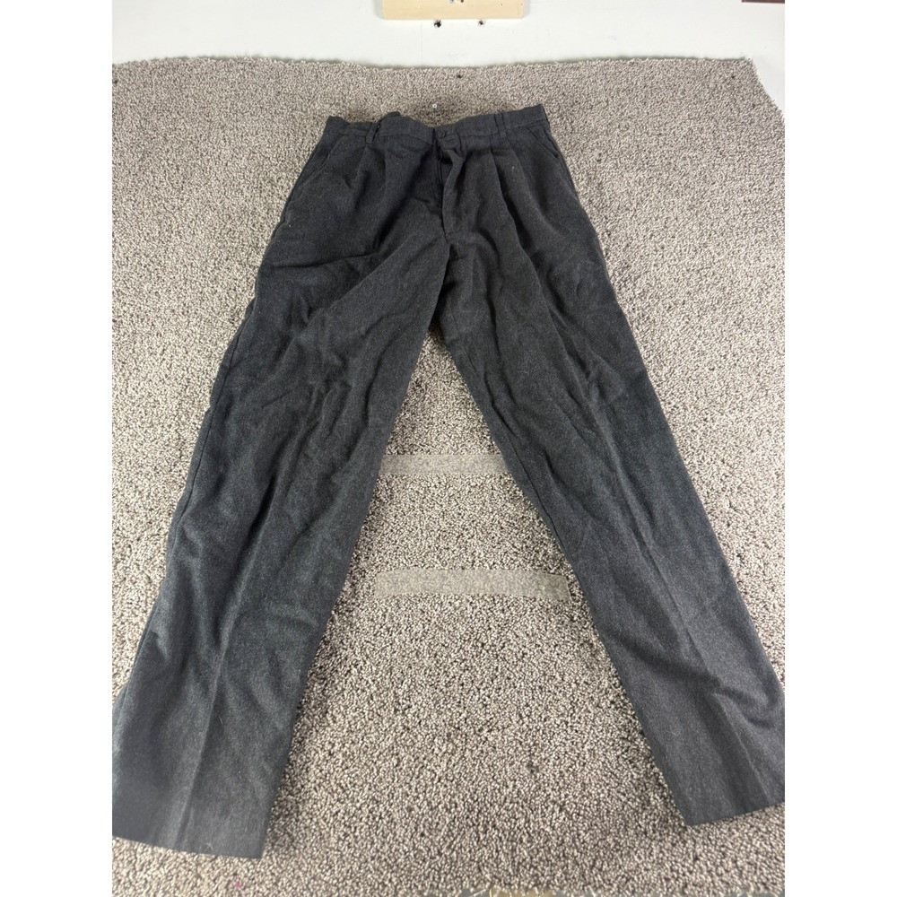 Vintage Cotler Grey Pleated High Waist Trousers Dark Charcoal Tapered Leg USA